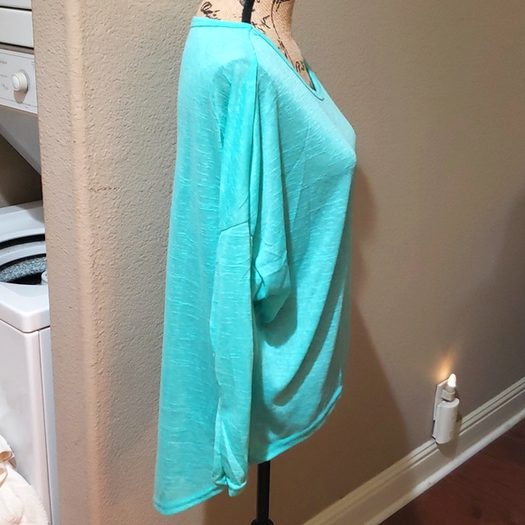 💚💙 NWOT Mint/Turquoise Green Hi - Lo Long Sleeve Baggy Scoop Neck Size: XL - Picture 2 of 3
